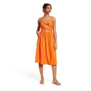 Fe noel x Target double cut out orange midi dress